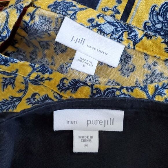 J. Jill 100% Linen Floral Print Dress with Pockets & Free Black Linen Top - Picture 15 of 16